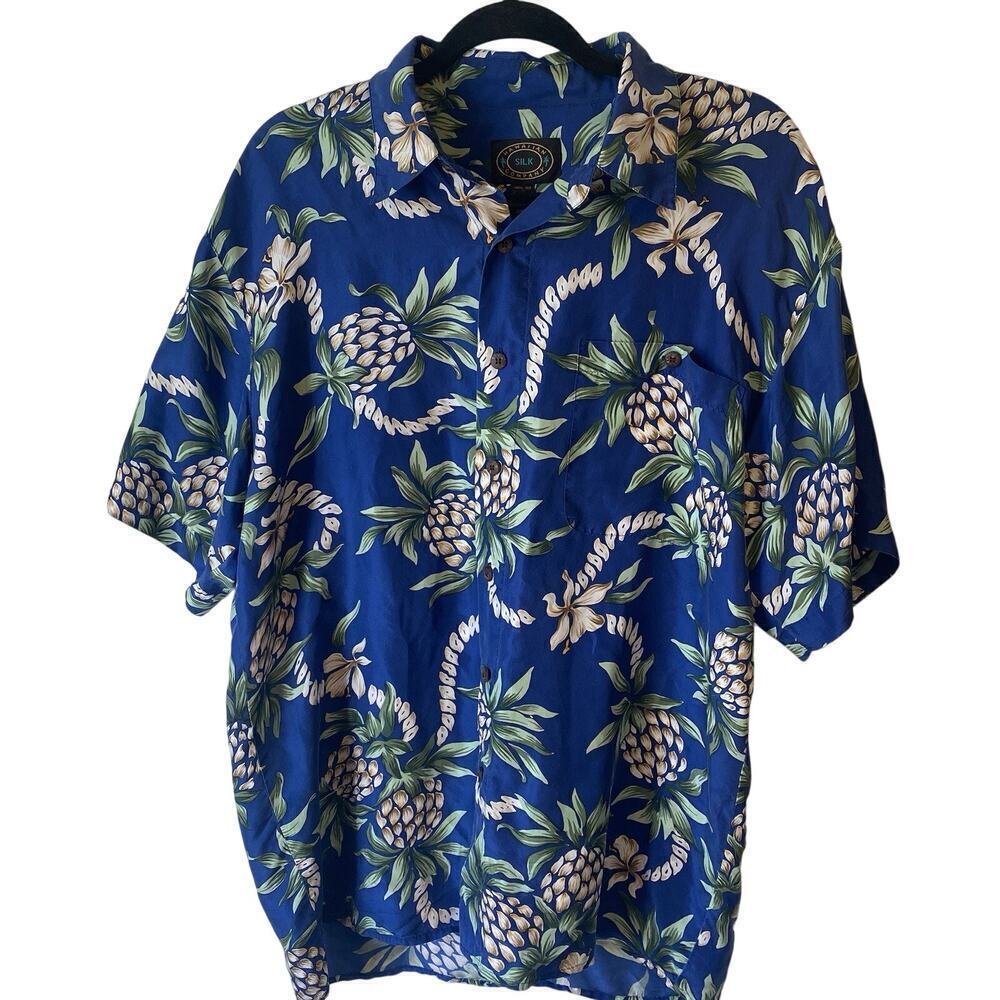 Hawaiian Company Silk Aloha Shirt Unisex M ButtonUp Floral Tropical Bali Coastal